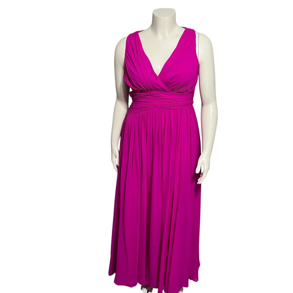 🌟Badgley Mischka Women’s Special Occasion 100% Silk Fushia Pink Dress Sz-8